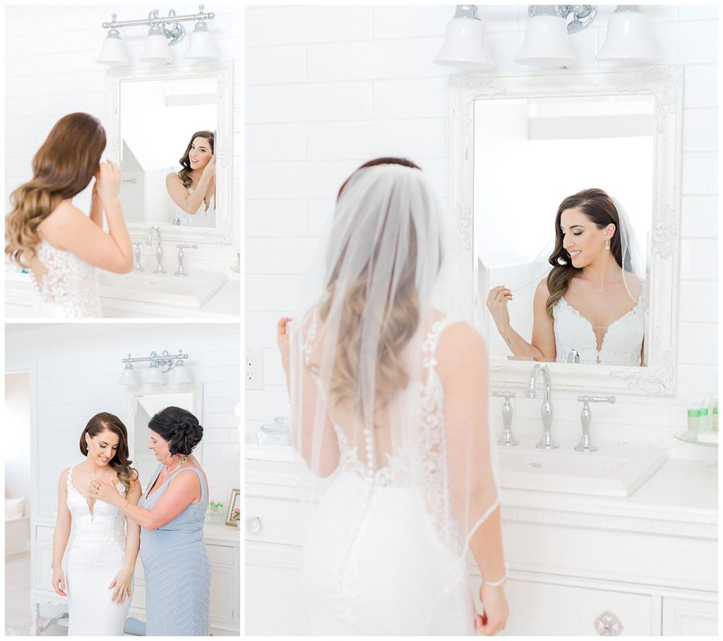 Bride getting ready with Mom at Stonefields Estate